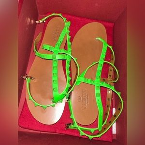 Valentino Neon Green Gladiator Sandals